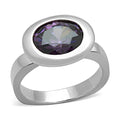 Sleek amethyst gemstone silver ring with an elegant round cut and polished band design