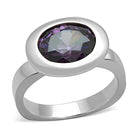 Sleek amethyst gemstone silver ring with an elegant round cut and polished band design