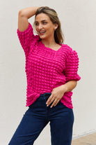Women's Shirts And The Why Full Size Bubble Textured Puff Sleeve Top