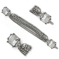Elegant antique brass jewelry for women featuring a unique chain bracelet with sparkling stones