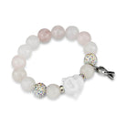 Antique silver white metal bracelet featuring pink and white beads with a Buddha charm