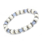Antique silver women's bracelet featuring pearls and blue beads for elegant style
