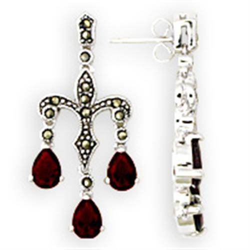 Antique tone drop earrings for women featuring red gemstones and intricate design details