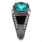 VacationGrabs aqua blue crystal ring with sparkling side stones in a stylish design