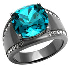 Aqua blue crystal ring with a large gemstone and sparkling accents for a stylish look