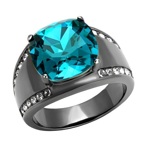 Aqua blue crystal ring with a large gemstone and sparkling accents for a stylish look