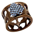 Stylish aquamarine crystal ring with a heart-shaped design and intricate cutout detailing