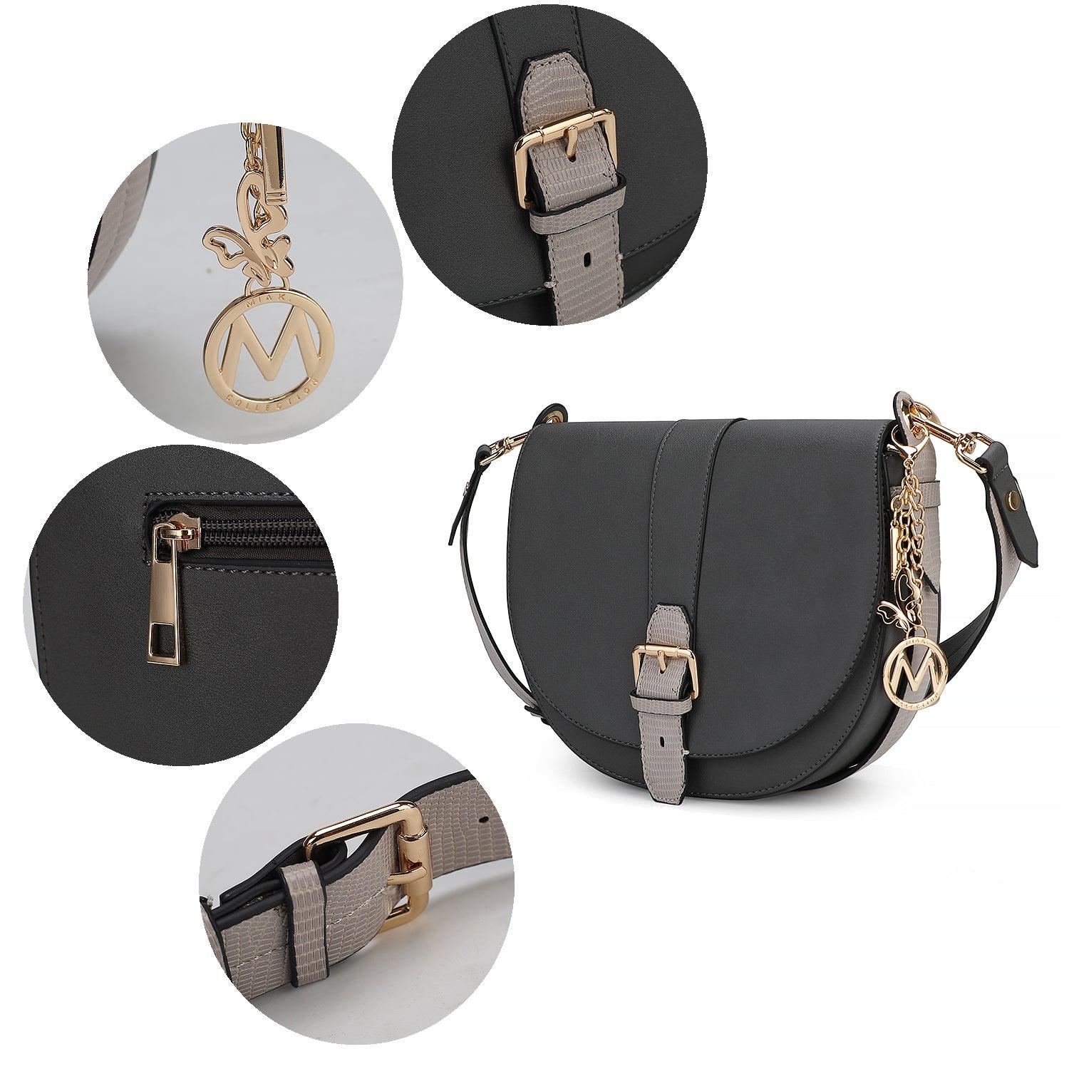 Wallets, Handbags & Accessories Ayla Snake Embossed Color Block Vegan Leather Women Shoulder...