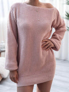 Trendsi women's oversized balloon sleeve dress in soft pink with a cozy knit texture