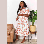 Trendsi women's balloon sleeve vacation dress in a geometric pattern, perfect for warm weather outings