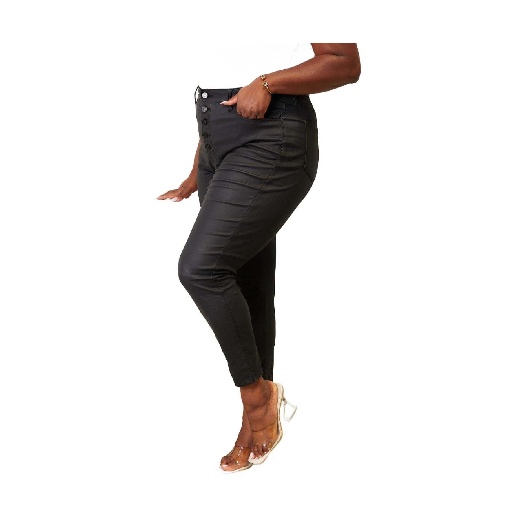 Kancan Full Size High Rise Black Coated Ankle Skinny Jeans - VacationGrabs