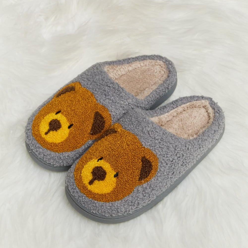Women's Shoes - Slippers Teddy Bear Print Plush Slippers