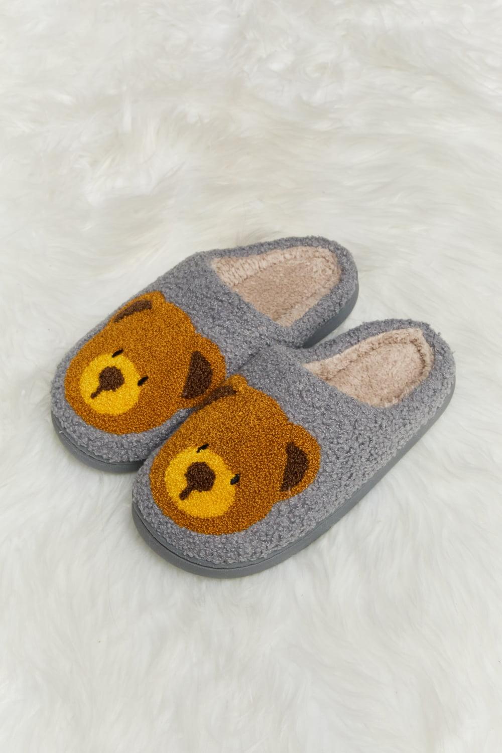 Women's Shoes - Slippers Teddy Bear Print Plush Slippers