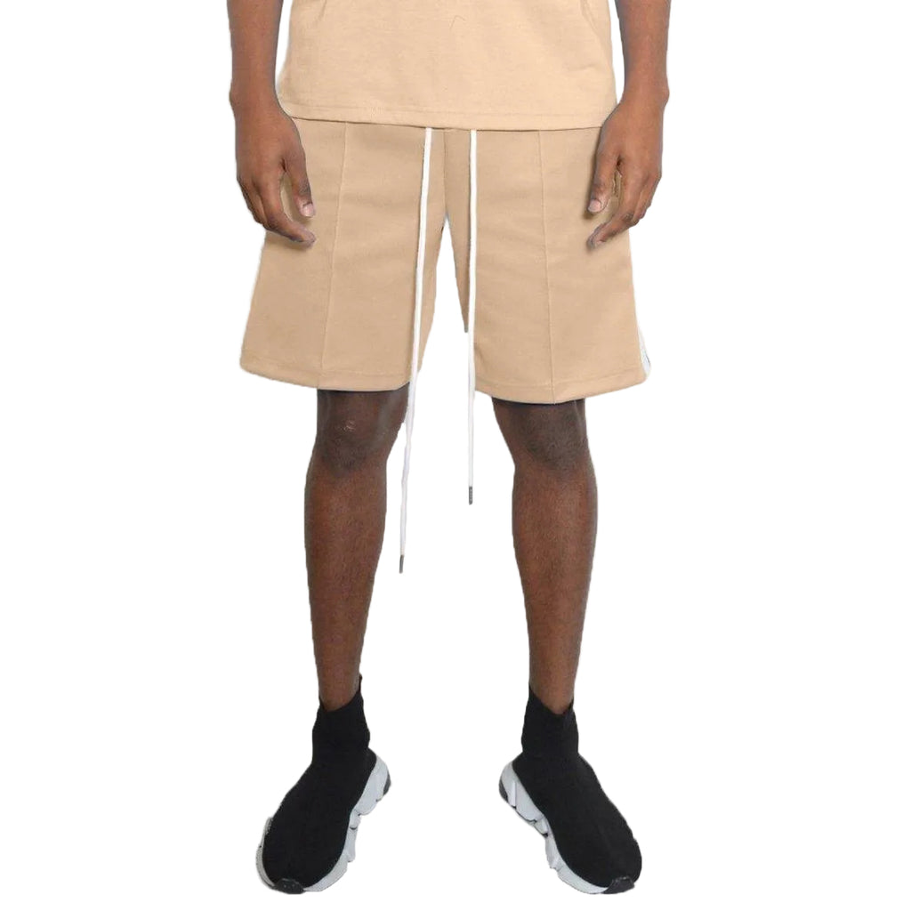 WEIV Men's Beige Tan Summer Shorts with Comfortable Fit and Adjustable Drawstring