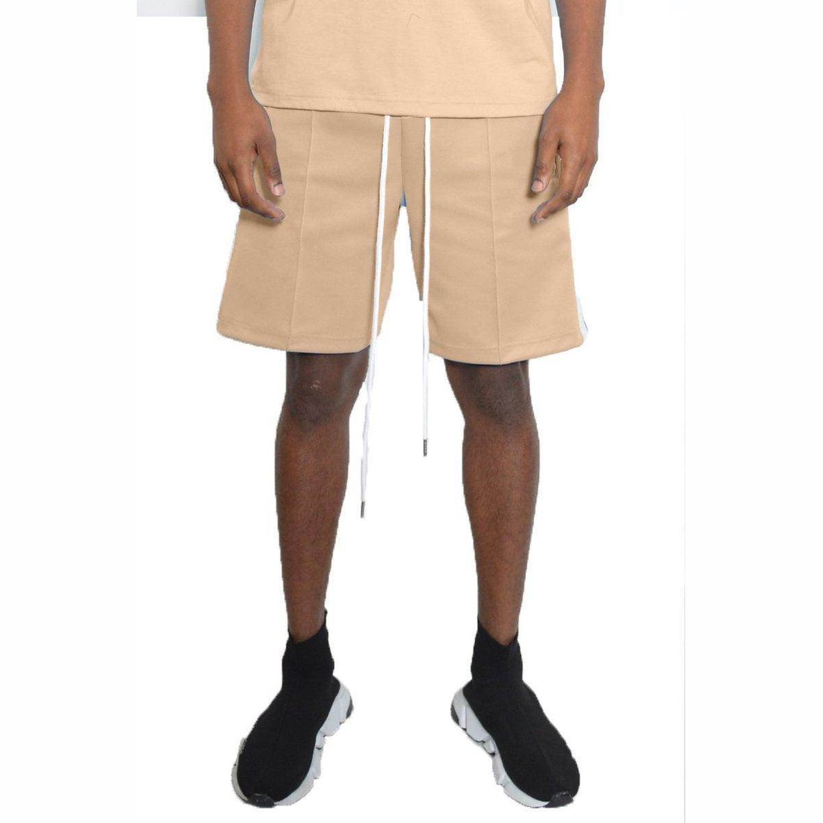 WEIV Men's Beige Tan Summer Shorts with Comfortable Fit and Adjustable Drawstring