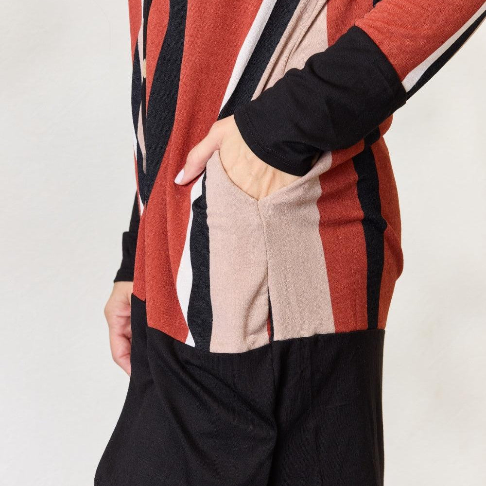 Women's Sweaters - Cardigans Celeste Full Size Striped Button Up Long Sleeve Cardigan
