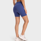 Trendsi high-rise biking shorts in blue for women, perfect for workouts and casual wear