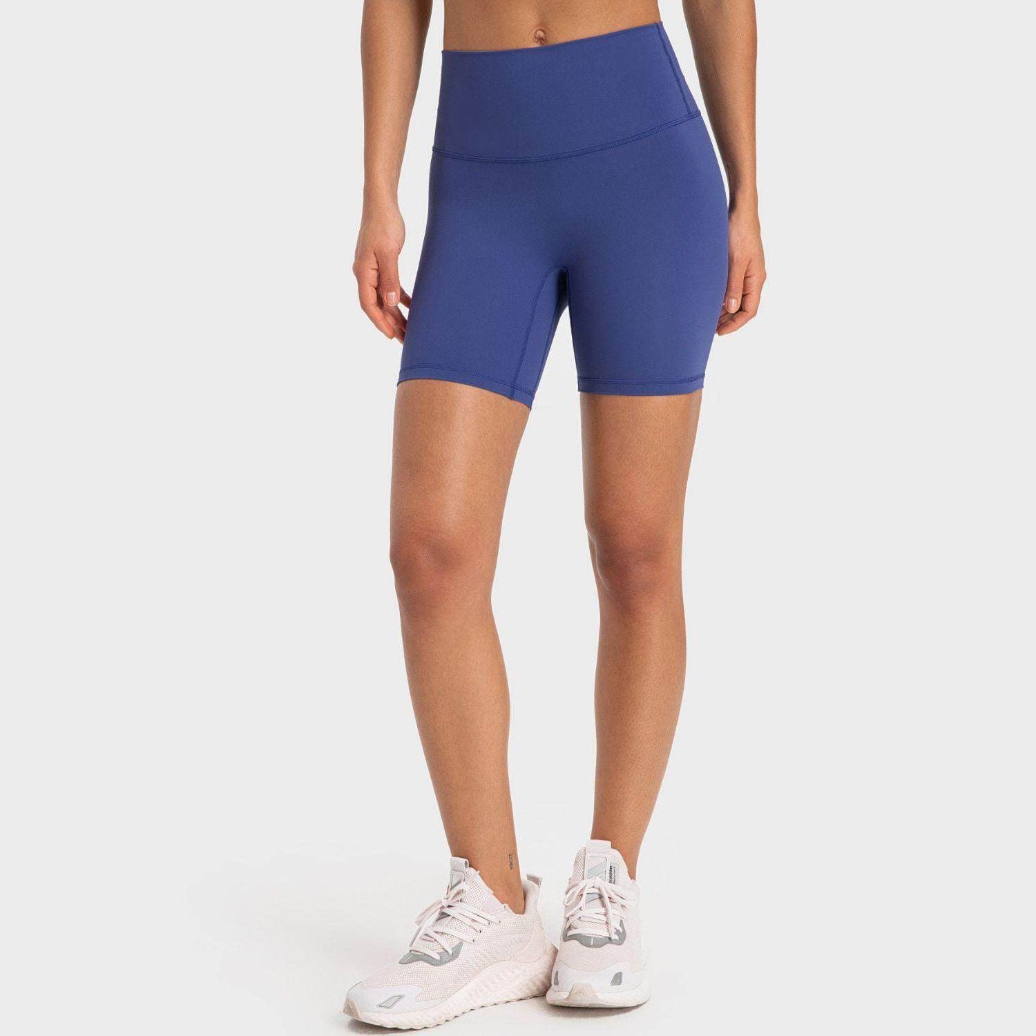 Trendsi high-rise biking shorts in blue, perfect for exercise and casual wear
