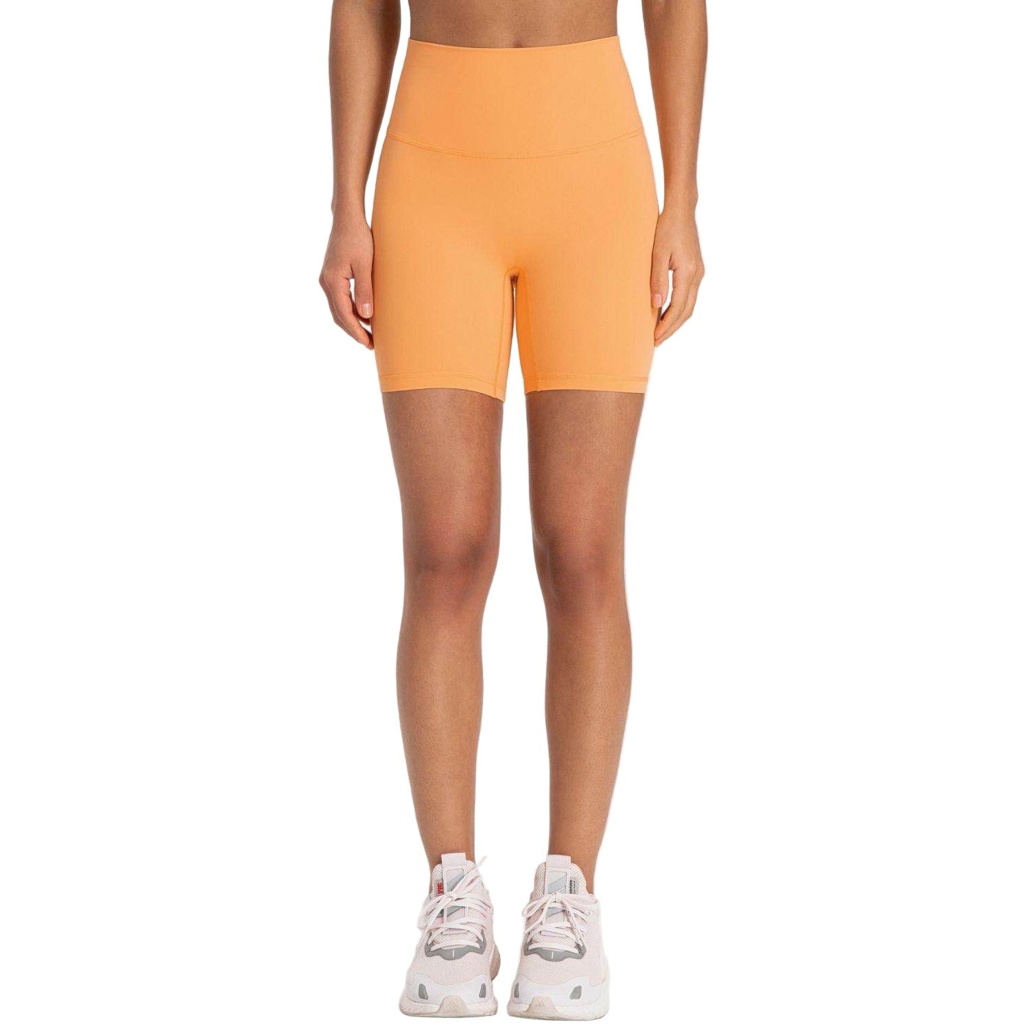 Trendsi high-rise biking shorts in orange for comfort and mobility during workouts