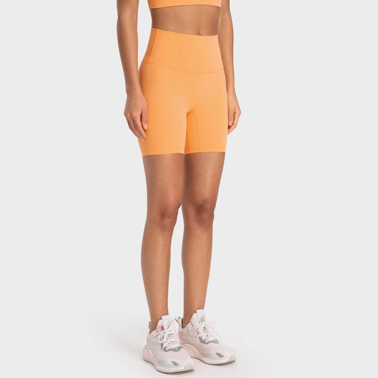 Trendsi Women's High-Rise Biking Shorts in Bright Orange for Activewear and Comfort