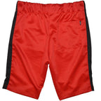 Black and red vacation shorts from VacationGrabs with an elastic waistband and back pocket