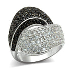 Stunning black and white crystal statement ring with a modern design and shimmering stones