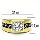 Men's Jewelry - Rings Black Band Design Mens Stainless Steel Ring Cubic Zirconia...