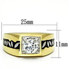 Men's Jewelry Black Band Design Ring featuring a square gemstone and intricate detailing