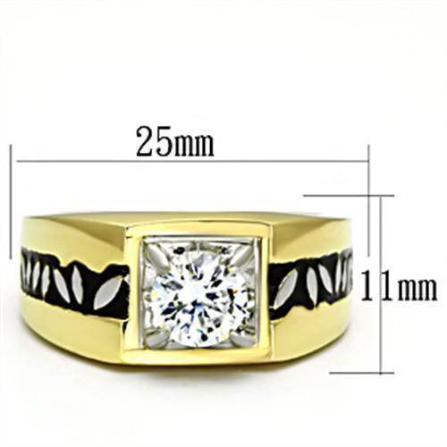 Men's Jewelry Black Band Design Ring featuring a square gemstone and intricate detailing