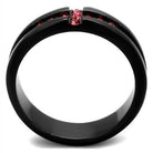 Black band rose crystal ring with elegant design and vibrant rose crystals for women's jewelry