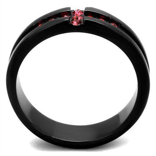 Black band rose crystal ring with elegant design and vibrant rose crystals for women's jewelry