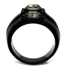 Elegant black diamond crystal ring featuring three stunning gemstones for women's jewelry