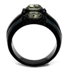 Elegant black diamond crystal ring featuring three stunning gemstones for women's jewelry