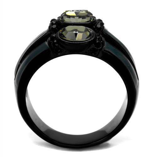 Elegant black diamond crystal ring featuring three stunning gemstones for women's jewelry