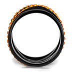 Stylish black fire crystal ring with vibrant orange accents for elegant women's jewelry