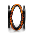 Black fire crystal ring featuring vibrant orange stones for a bold fashion statement