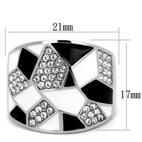 Stylish black fractal crystal rings featuring a unique geometric design and sparkling accents