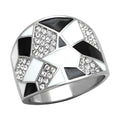 VacationGrabs black fractal crystal rings with geometric design and sparkling accents