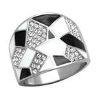 VacationGrabs black fractal crystal rings with geometric design and sparkling accents