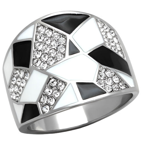 VacationGrabs black fractal crystal rings with geometric design and sparkling accents