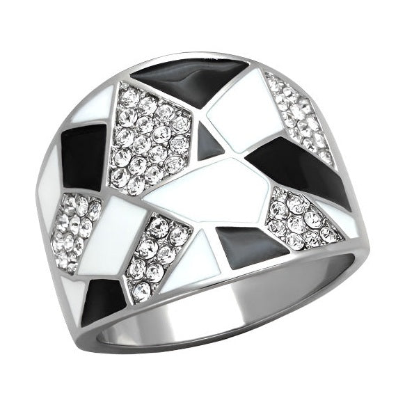 VacationGrabs black fractal crystal rings with geometric design and sparkling accents