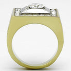 Stylish men's black gold cubic ring featuring a prominent stone and detailed design