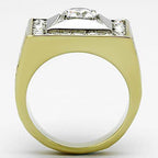 Stylish men's black gold cubic ring featuring a prominent stone and detailed design