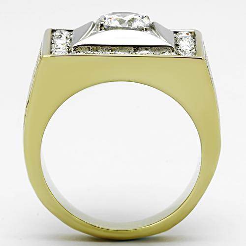 Stylish men's black gold cubic ring featuring a prominent stone and detailed design