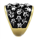 Black gold skull ring featuring intricate skull designs for a bold men's jewelry statement