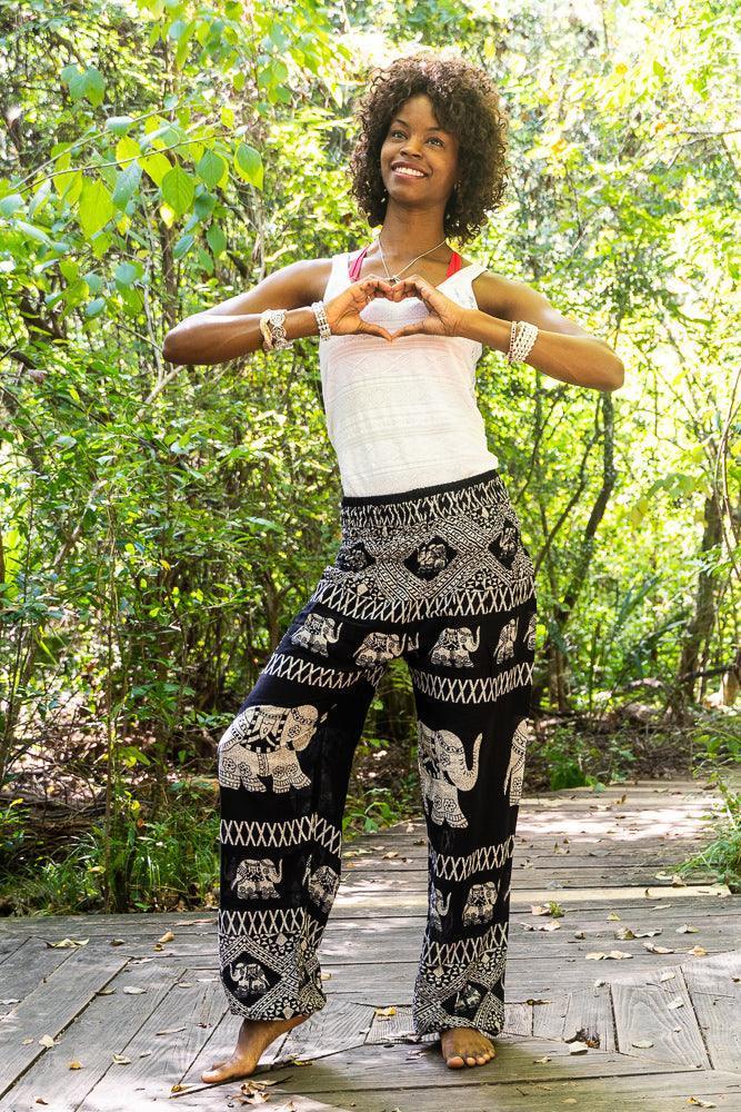 Blue Elephant Pants Women Boho Hippie Pants Yoga – VacationGrabs