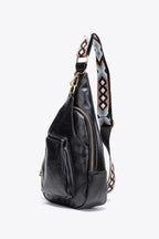 Trendsi pink PU leather sling bag with stylish design and adjustable strap for casual outings
