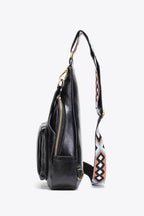 Stylish black backpack with a unique design and adjustable straps, perfect for daily use
