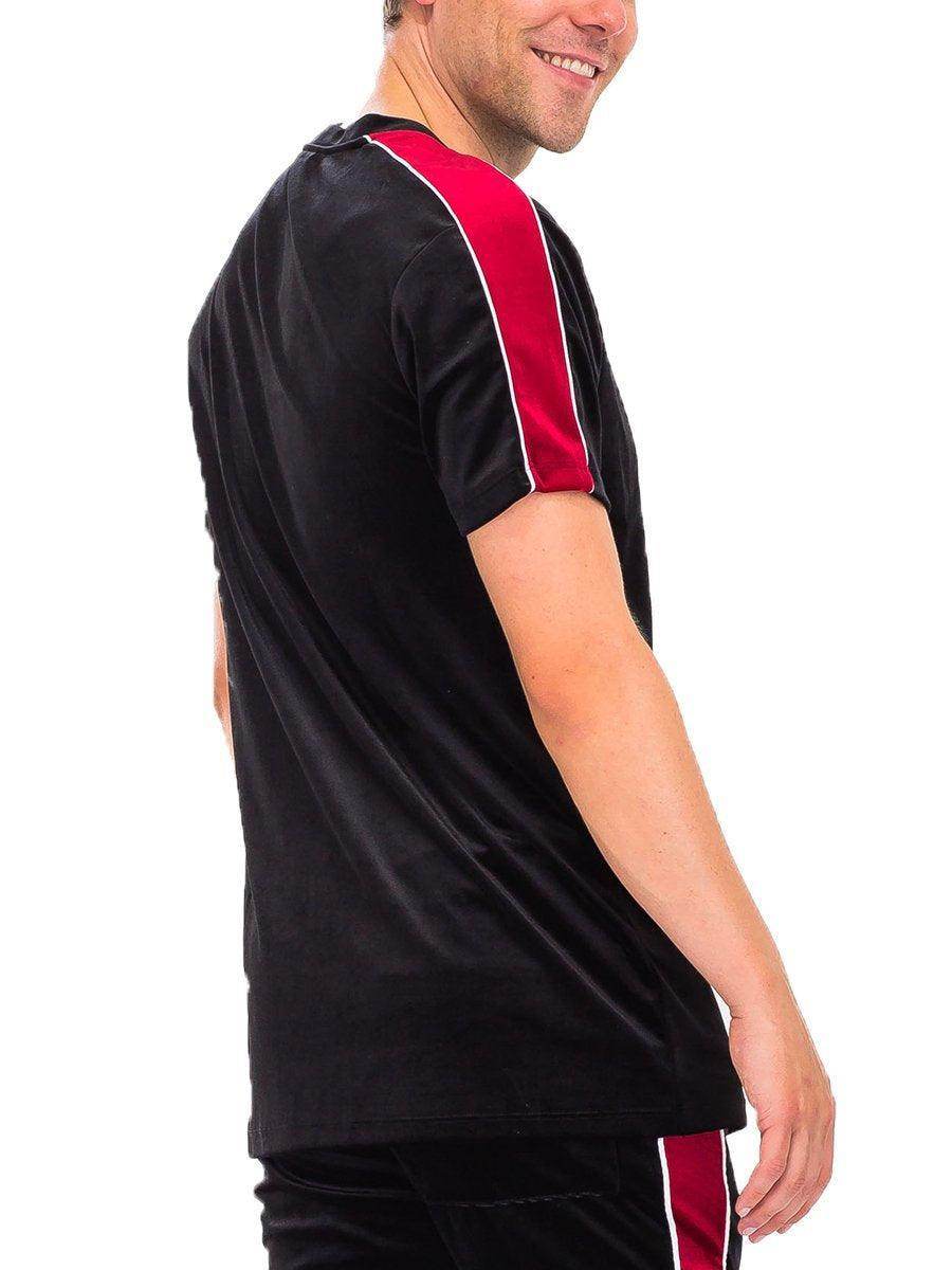 Mens black red stripe shirt by VacationGrabs featuring a stylish design and comfortable fit