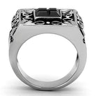 Stylish black ring for men fashion with decorative design and square black gemstone
